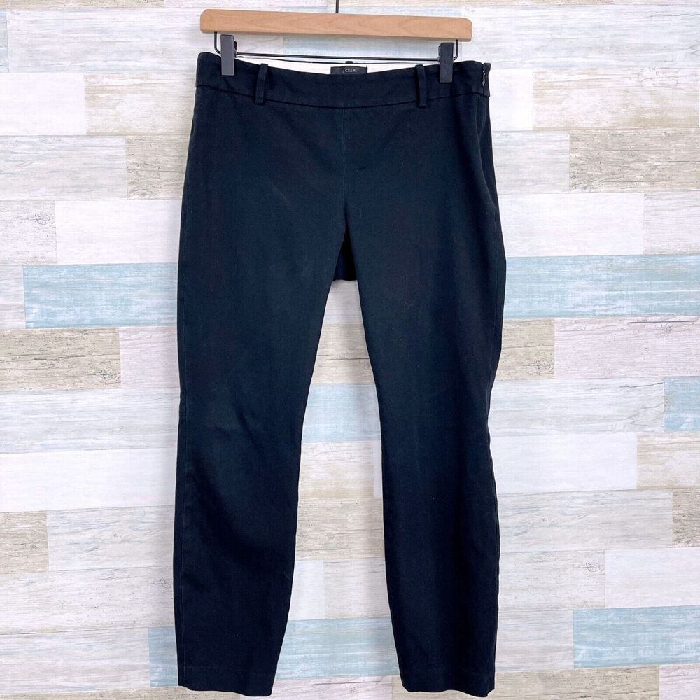 J Crew Stretch Twill Minnie Skinny Cropped Pants Black Mid Rise Career Womens 4